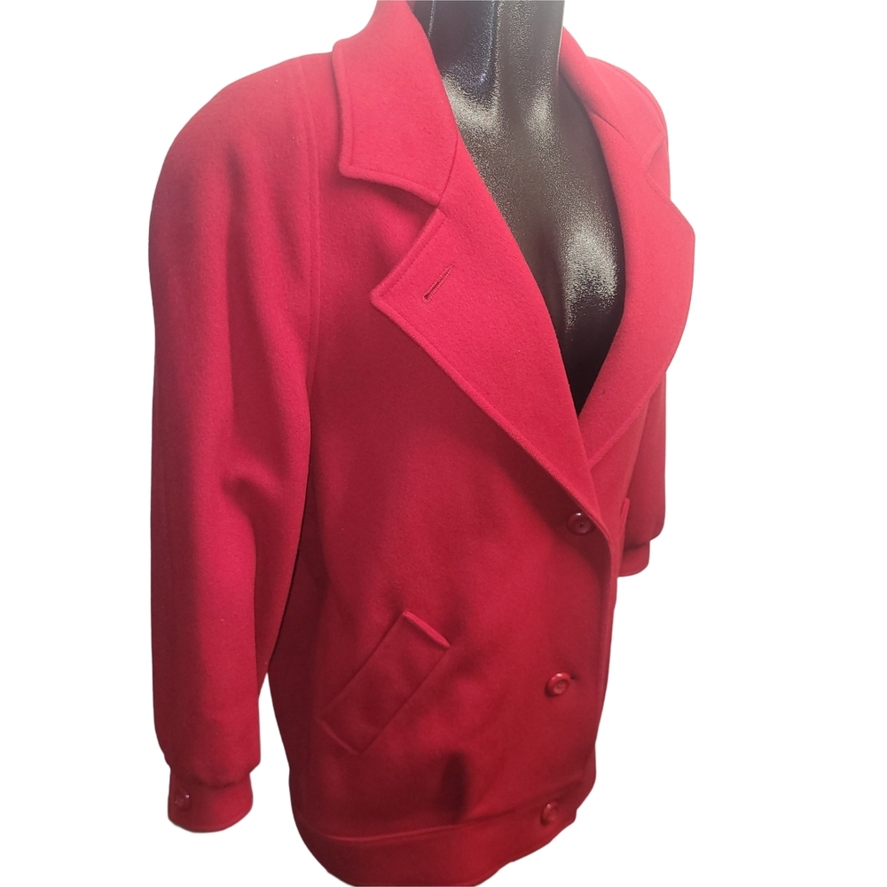 Marks and Spencer Vintage 90's Red 100% Virgin Wool Mid-length Coat Size 10 - Picture 3 of 9